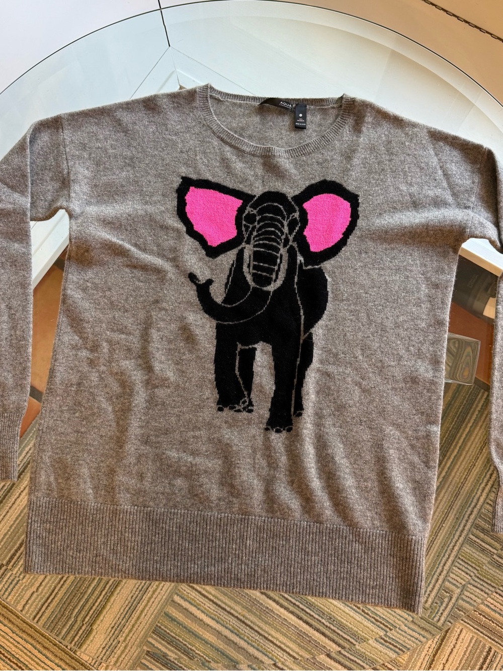 Aqua cashmere women’s sweater: elephant